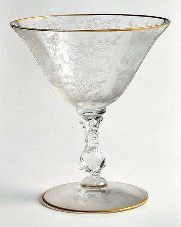 Wildflower Clear (Gold Trim, Stem 3121) Low Sherbet