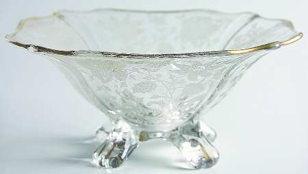 Wildflower Clear (Gold Trim, Stem 3121) 3400 4 Toed Comport No Handles