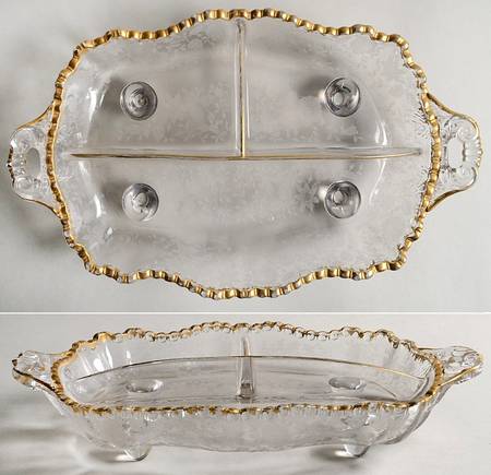 Wildflower Clear (Gold Trim, Stem 3121) #3500/64 4-Toed 3 Part Relish
