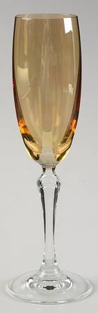 Bijoux Amber (Amber Iridescent Bowl, Clear Stem) Fluted Champagne