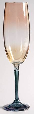 Bijoux Blue (Iridescent Bowl, Blue Stem) Fluted Champagne