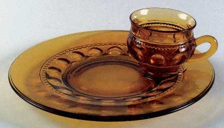 Color Crown Amber (Dark) Snack Plate & Cup Set