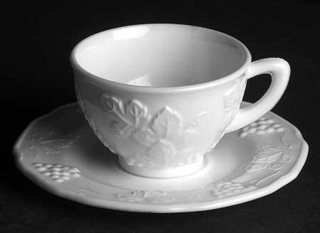 Harvest Milk Glass Cup & Saucer Set