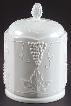 Harvest Milk Glass Medium Canister & Lid