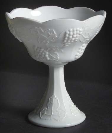 Harvest Milk Glass Round Compote (Height X Width)