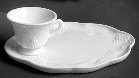 Harvest Milk Glass Snack Plate & Punch/Snack Cup Set