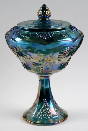 Harvest Carnival (Blue) Candy Dish & Lid