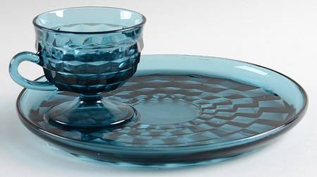 Whitehall Riviera Blue Snack Plate & Cup Set