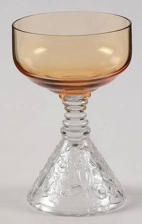 Rose Point Pressed Amber Liquor Cocktail