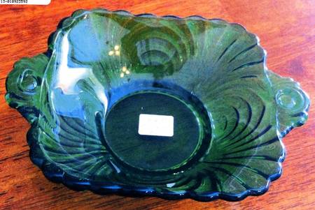 Caprice Emerald Green Flat Open 2 Handled Jam/Jelly