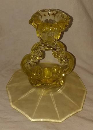 Decagon Yellow 5" KeyHole Candlestick w/10 Sided Base