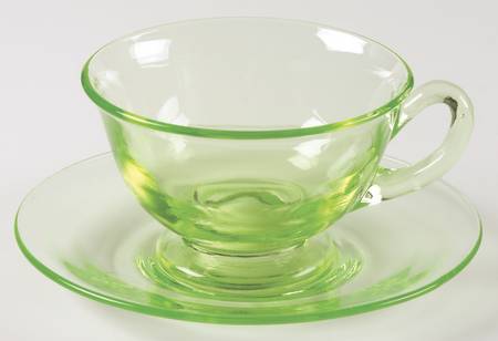 Round Green Footed Cup & Saucer Set