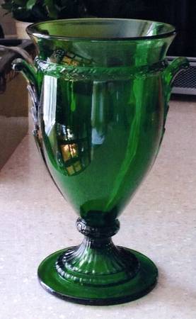 Gadroon Forest Green #3500 10" Handled Footed Vase (Shape 3500)