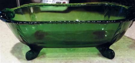 Gadroon Forest Green 4-Toed Footed Bowl