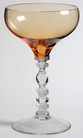 Tally Ho Amber (Amber Bowl, Clear Stem, Stem 1402) Champagne/Tall Sherbet