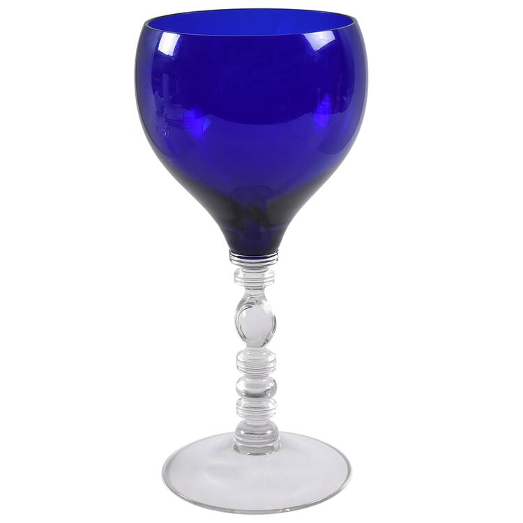 Tally Ho (Cobalt Bowl, Clear Stem, (Stem 1402) Tall Water Goblet by Cambridge
