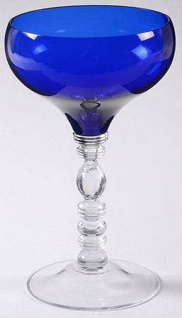 Tally Ho (Cobalt Bowl, Clear Stem, (Stem 1402) Champagne/Tall Sherbet