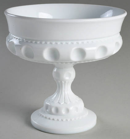 Color Crown Milk Glass Round Compote (Height X Width)