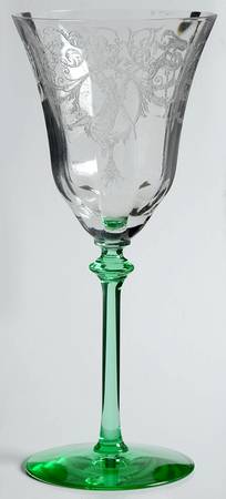 Morgan Green (Clear Bowl, Green Stem, Stem 22) by Central Glass Works