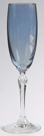 Bijoux Blue (Blue Bowl, Clear Stem) Fluted Champagne
