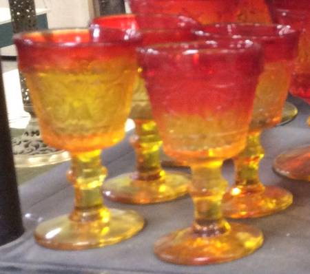 Sandwich Amberina Wine Glass