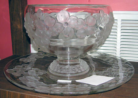 Dogwood Clear (Satin) Cupped Punch Bowl with Underplate