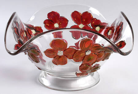 Dogwood Ruby Clear (Red Flower on Clear) Centerpiece