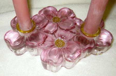 Dogwood Cranberry Double Light Candlestick