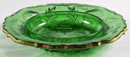 Thistle Emerald Green and Gold Round Butter Dish No Lid