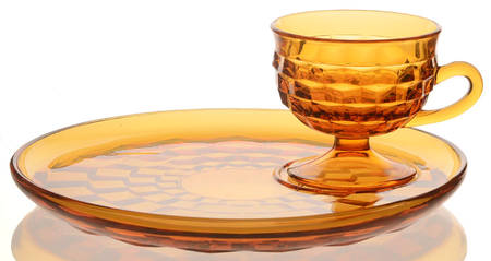 Whitehall Amber Snack Plate & Cup Set