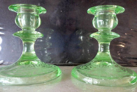 Etch 739 Emerald Green (Stem 3130) 4" Single Light Candlestick