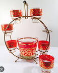 Paisley 8 Piece Beverage Set w/Ferris Wheel Stand (6 CCT, CIB, MSFWB9)