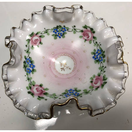 Charleton Roses (Fenton) Double Crimped Footed Compote