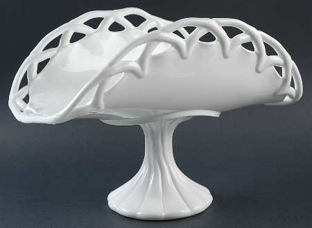 Lace Edge Milk Glass Banana Stand