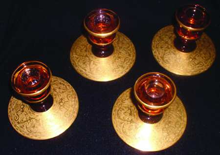 Etch 725 Pink (Gold Encrusted) Single Light Candlestick