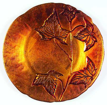Decorated Glassware (Red Gold Leaf) 12" Round Platter