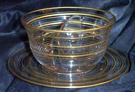 Gold Bands Twin Bowl Salad Dressing Set