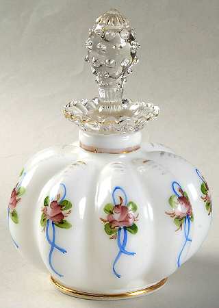 Charleton Roses & Bows (Fenton) Round Perfume Bottle & Stopper