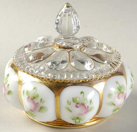 Charleton Roses & Bows (Fenton) Round Puff Box with Lid