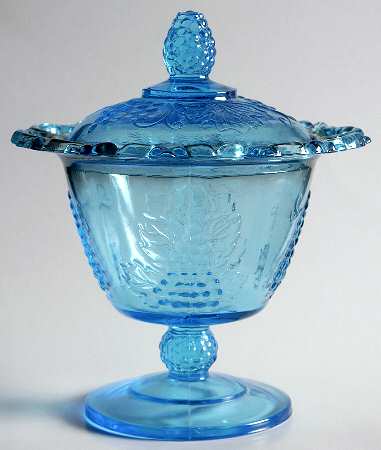 Harvest Light Blue Footed Candy Dish & Lid