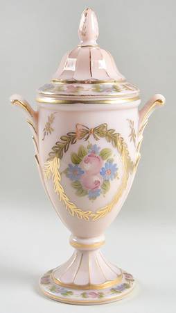Charleton Roses & Bows (Cambridge) 12" Footed Urn & Lid