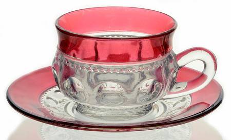 Cranberry Crown Cup & Saucer Set