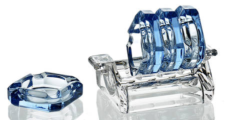 Pristine Blue (Moonlight) Ashtray Stand (Holds 4 Ashtrays)