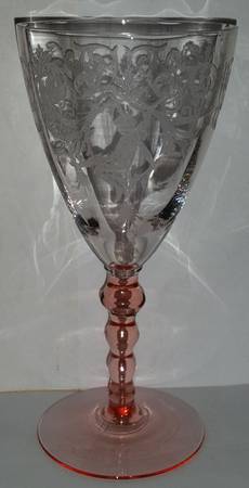 Morgan Pink (Clear Bowl, Pink Stem, Stem 24) by Central Glass Works