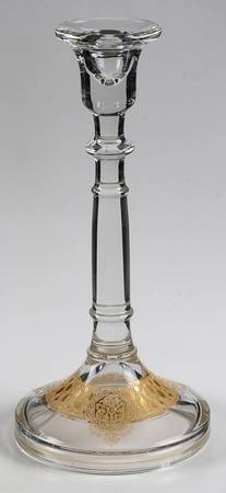 Etch 708 Clear-Gold Encrusted 9" Single Light Candlestick