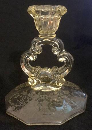 Portia-Yellow (Gold Krystol) 5" KeyHole Candlestick w/10 Sided Base