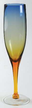 Aurora Amber and Blue Fluted Champagne