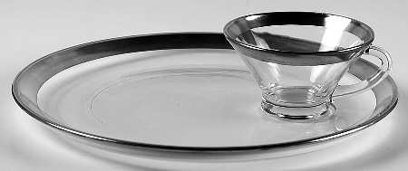 Silver Band Snack Plate & Cup Set