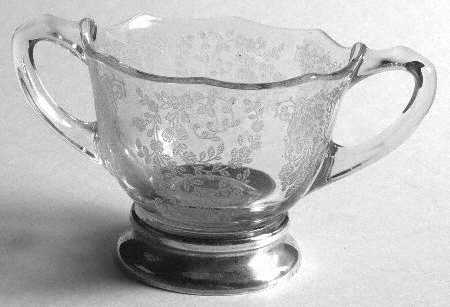Adoration (Etched) Open Sugar Bowl with Sterling Base