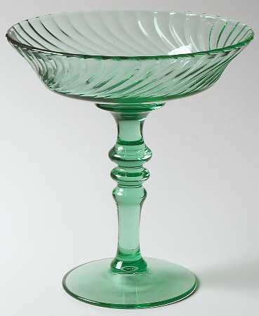 Spiral Flutes Green Compote No Lid